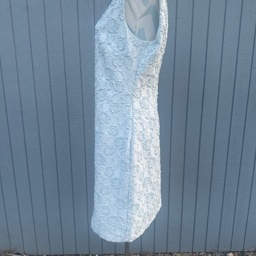 Donna Ricco Ice Blue Ruched Sheath Mini Dress - Picture 4 of 8